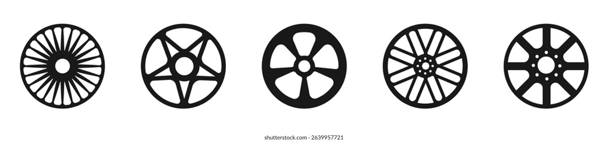 Wheel rim vector icon set