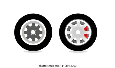 Wheel rims with tire vector - Front view