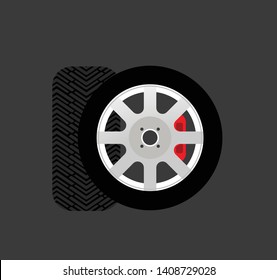 Wheel rims with tire vector - Front and back view
