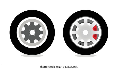 Wheel rims with tire vector - Front and back view