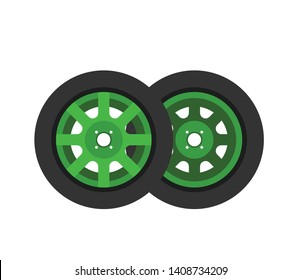 Wheel rims with tire vector - Front and back view