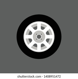 Wheel rims with tire vector - Front view