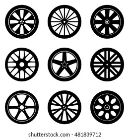 Wheel Rims Vector Icon Set.