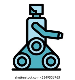 Wheel robot icon outline vector. Cute bot. Ai child color flat