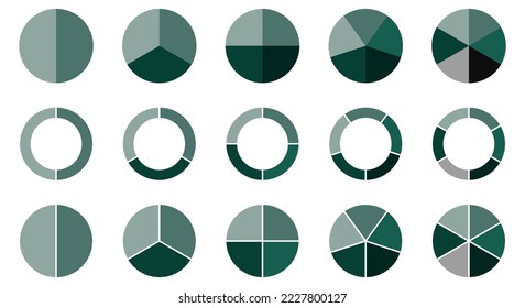 Wheel round diagram part set. Colorful diagram collection with 2,3,4,5,6 sections. Design for web and mobile app.