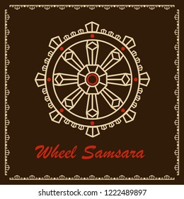 Wheel Samsara Oriental Sacral Religious Symbol Reincarnation Cycle Death Rebirth . The wheel of law, Dharma - the main symbol of Buddhism