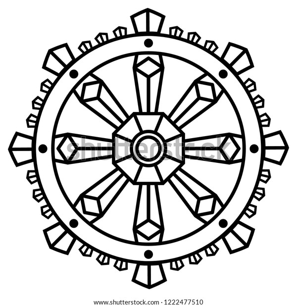 Wheel Samsara Oriental Sacral Religious Symbol Stock Vector Royalty Free 1222477510