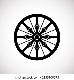 Wheel of Sansara. In Buddhism a symbol of rebirth, getting out of the wheel, liberation. Icon, clipart for website, application about self-development, Buddhism, meditation. 