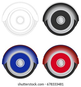 Wheel self balance electric hover board. Side view.