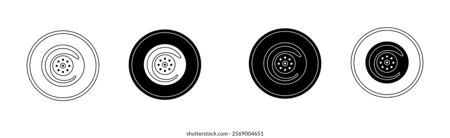 Wheel set icons. Linear and silhouette style. Vector icons.