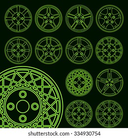 Wheel set. Rim icons.