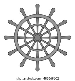 Wheel of ship icon in black monochrome style isolated on white background. Ship control symbol vector illustration