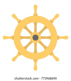 A wheel or ship steering flat vector icon design
