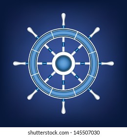 wheel ship vector rudder boat illustration background blue white sailor helm sailboat