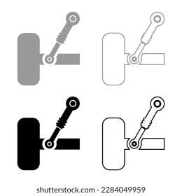 Wheel and shock absorber car suspension system auto service set icon grey black color vector illustration image solid fill outline contour line thin flat style