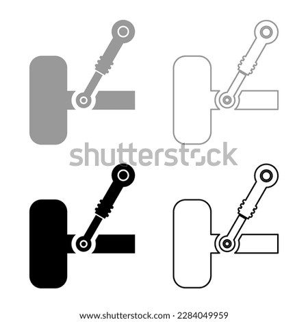 Wheel and shock absorber car suspension system auto service set icon grey black color vector illustration image solid fill outline contour line thin flat style