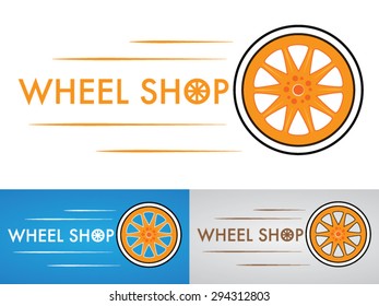 Wheel Shop Vector Logo Design Three Variants