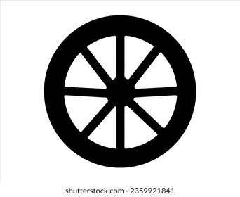 Wheel silhouette vector art white background