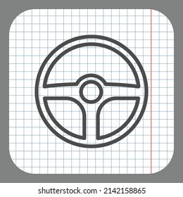 Wheel simple icon. Flat desing. On graph paper. Grey background.ai
