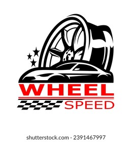 wheel speed logo car icon vector.