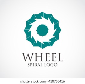 Wheel spiral of spin abstract vector and logo design or template circle business icon of company identity symbol concept