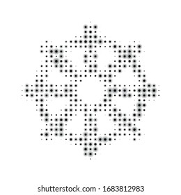 The wheel symbol filled with black dots. Vector illustration on white background
