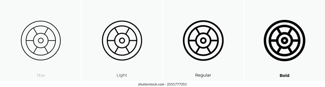 Rad des Taranis-Symbols. Dünnes, helles Design im regulären und kühlen Stil, einzeln auf weißem Hintergrund