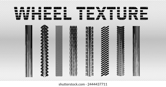 wheel texture, tire marks - car races, motocross, drift, rally, off-road and other. Unique Collection of Detailed Wheel Textures for Graphic Design, Ideal for Creating Realistic Tire Tracks and Tread	