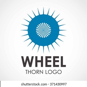 Wheel thorn of circle abstract vector and logo design or template technology round business icon of company identity symbol concept