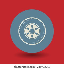 Wheel or tire icon or sign, vector illustration