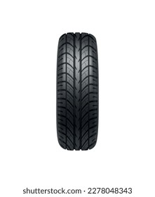 Wheel tire side view on white background realistic vector illustration