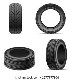 Wheel tires set vector design illustration isolated on white background