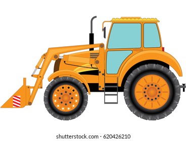 Wheel tractor loader in yellow tones 