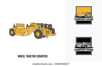ilustración de equipo pesado para tractores de ruedas, equipo pesado para tractores de ruedas