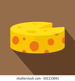 Wheel of traditional cheese icon. Flat illustration of traditional cheese vector icon for web