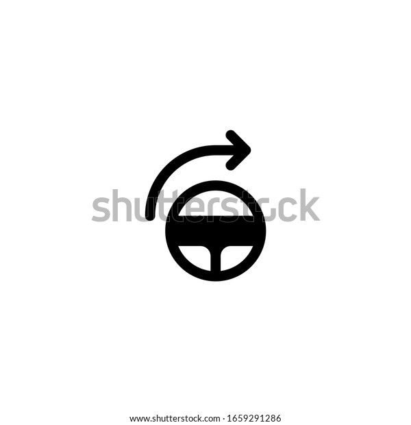 Wheel Turn Right in\
Car Icon, Logo, Vector