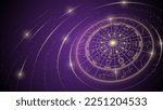 Wheel of Twelve-Sign Stellar Constellation of Zodiac, Star Trail, Glowing Ray of Star Light in Space, Horoscope and Astrology, Fortune-Telling, Stellar Backdrop Background Vector Illustration.