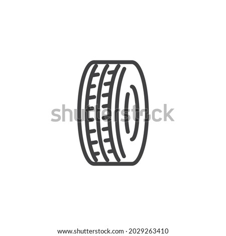 Wheel tyre line icon. linear style sign for mobile concept and web design. Car tyre outline vector icon. Symbol, logo illustration. Vector graphics