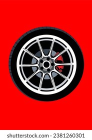 Coche de carreras para la modificación de pinzas y el freno de disco de llenado de neumáticos de ruedas