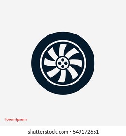 wheel vector icon, flat design best vector icon