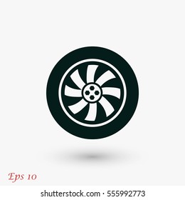 wheel vector icon, flat design best vector icon