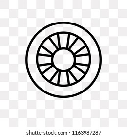 Wheel vector icon isolated on transparent background, Wheel logo concept