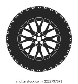 Wheel vector icon.Black vector icon isolated on white background wheel.