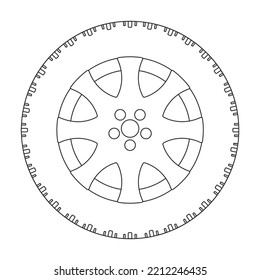 Wheel vector icon.Outline vector icon isolated on white background wheel.