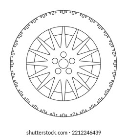 Wheel vector icon.Outline vector icon isolated on white background wheel.