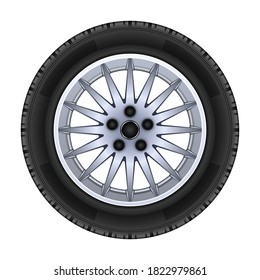 Wheel vector icon.Realistic vector icon isolated on white background wheel.