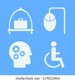 wheel vector icons set. with computer mouse, disabled sign, gear head and baggage cart in set