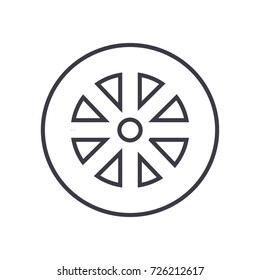 wheel vector line icon, sign, illustration on background, editable strokes