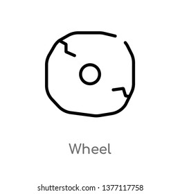 wheel vector line icon. Simple element illustration. wheel outline icon from stone age concept. Can be used for web and mobile