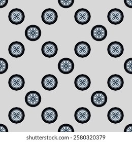 Wheel vector seamless pattern. Car tire with alloy rim vector concept background